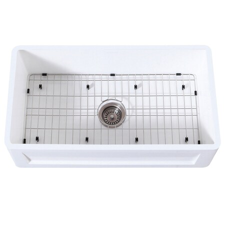 Gourmetier KGKFA361810SQ 36" x 18" SGL Bowl Farmhouse Kitchen Sink, Drain & Rack KGKFA361810SQ